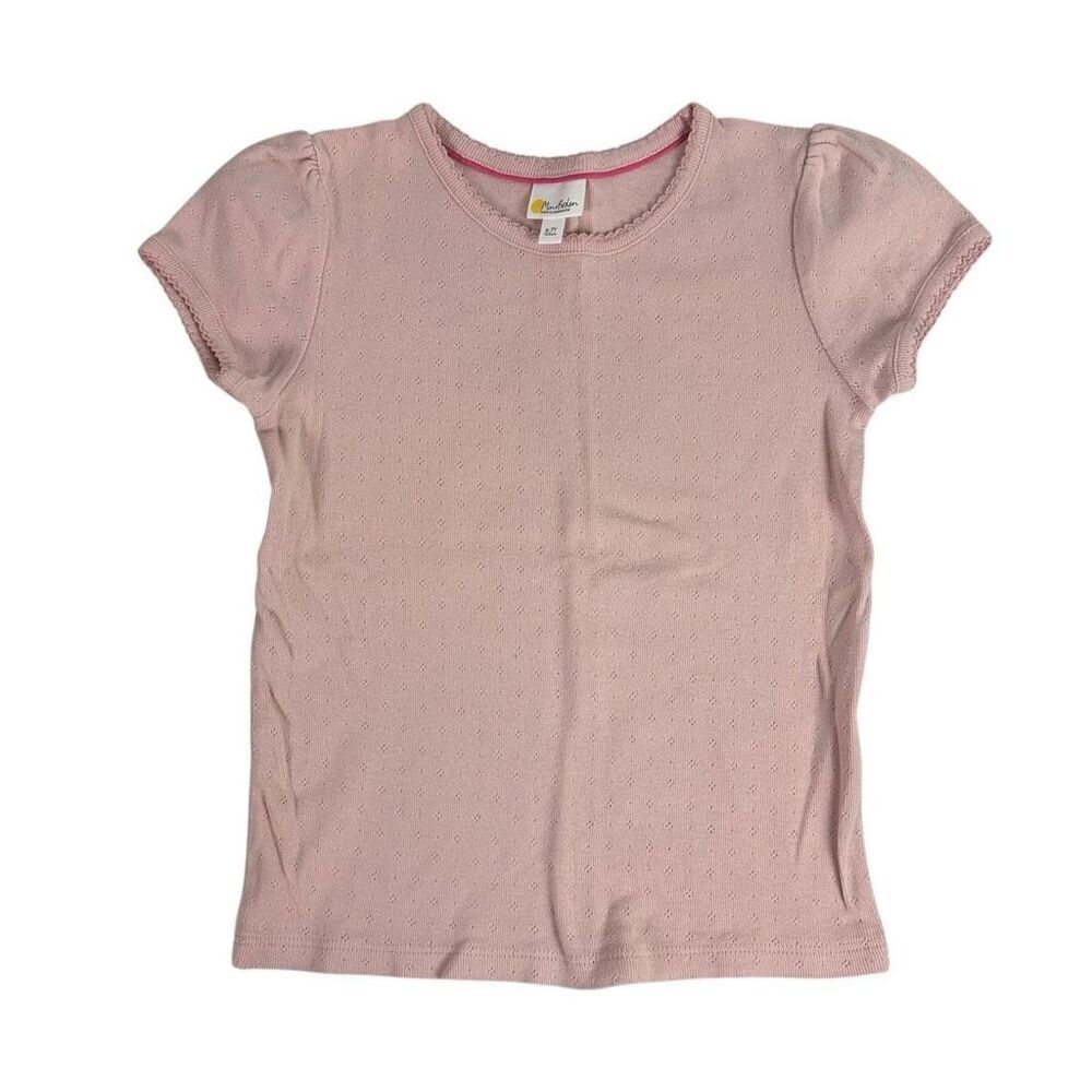 Mini Boden Short Sleeve Pointelle T-Shirt size 6-7 Pink